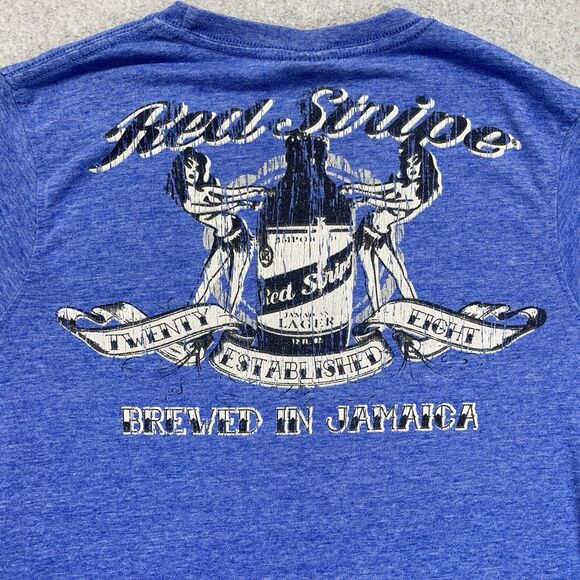 Red Stripe Beer T-Shirt Men’s Medium Blue Graphic Front Back Hits Jamaica - Picture 6 of 9